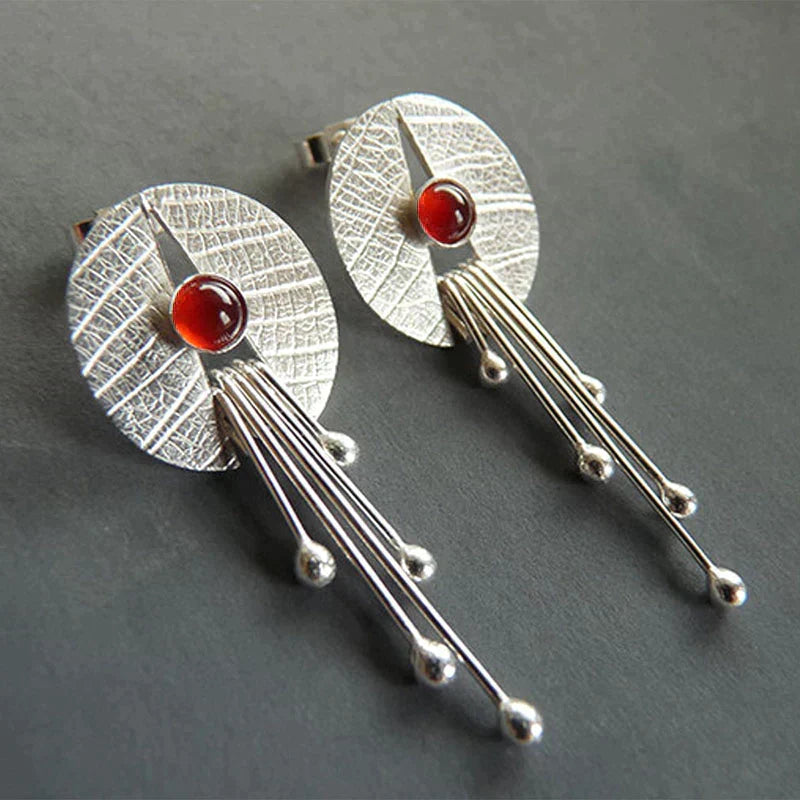 Pevena – Drop Earrings with Red Accent