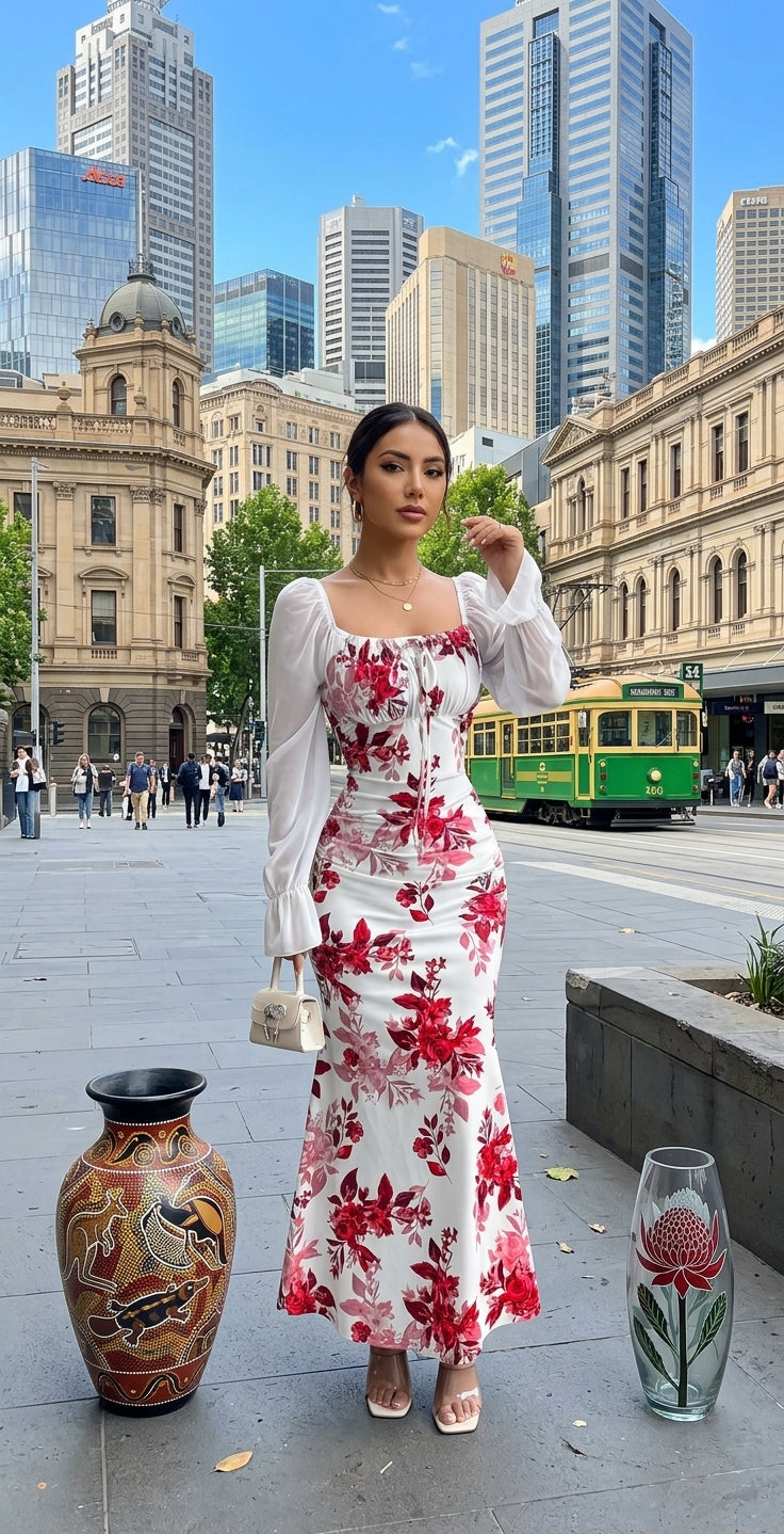 Noevalle - Soft-Touch Floral Mermaid Dress