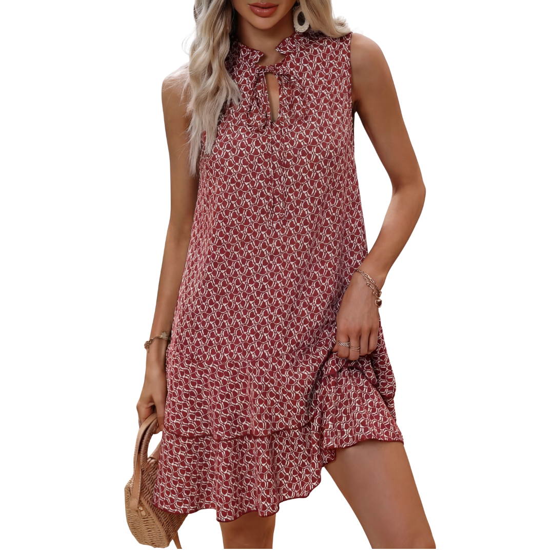 Printed Bohemian Midi Dress with Adjustable Straps
