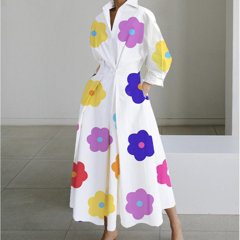 Elegant Long Wrap Dress with Collar - Chic and Timeless