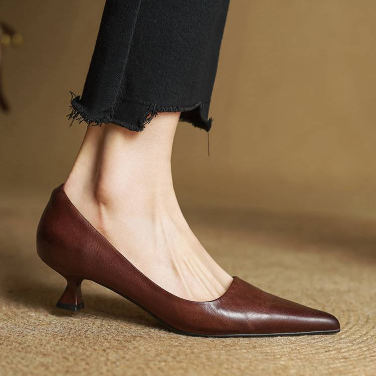 LEONIE – CLASSIC POINTED TOE LEATHER HEELS