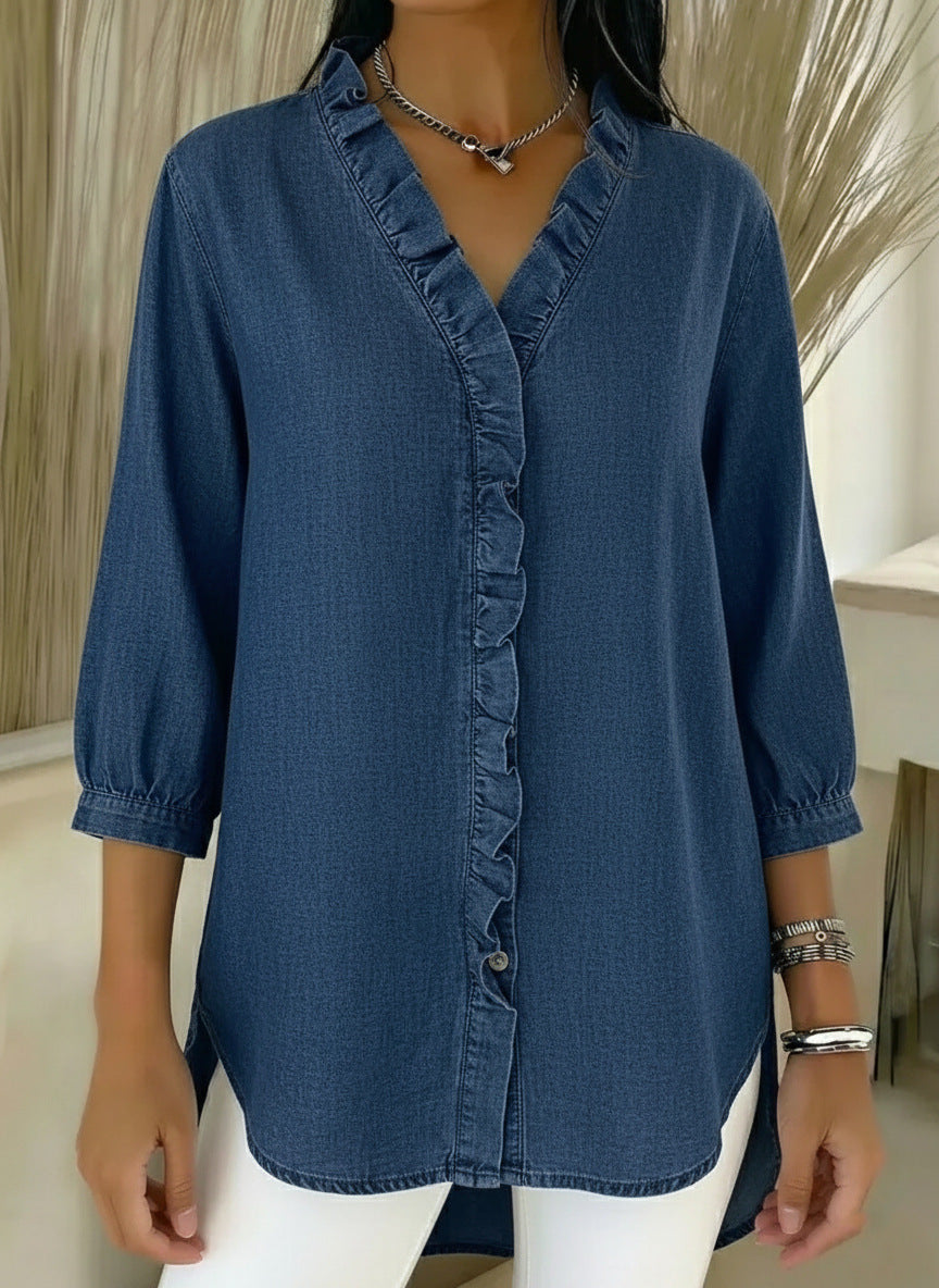 Elvari – Elegant blouse with ruffle details