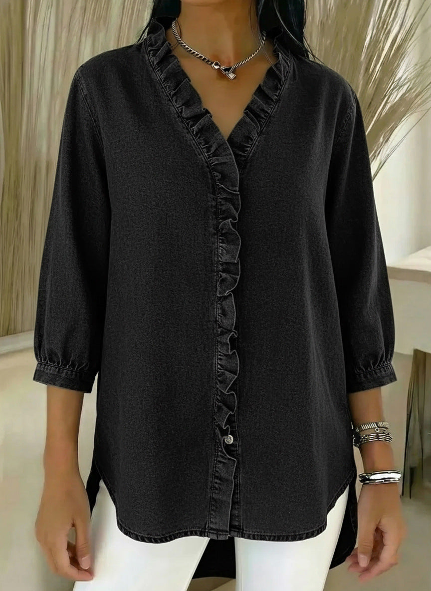 Elvari – Elegant blouse with ruffle details