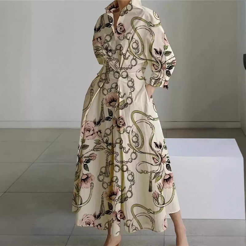 Elegant Long Wrap Dress with Collar - Chic and Timeless