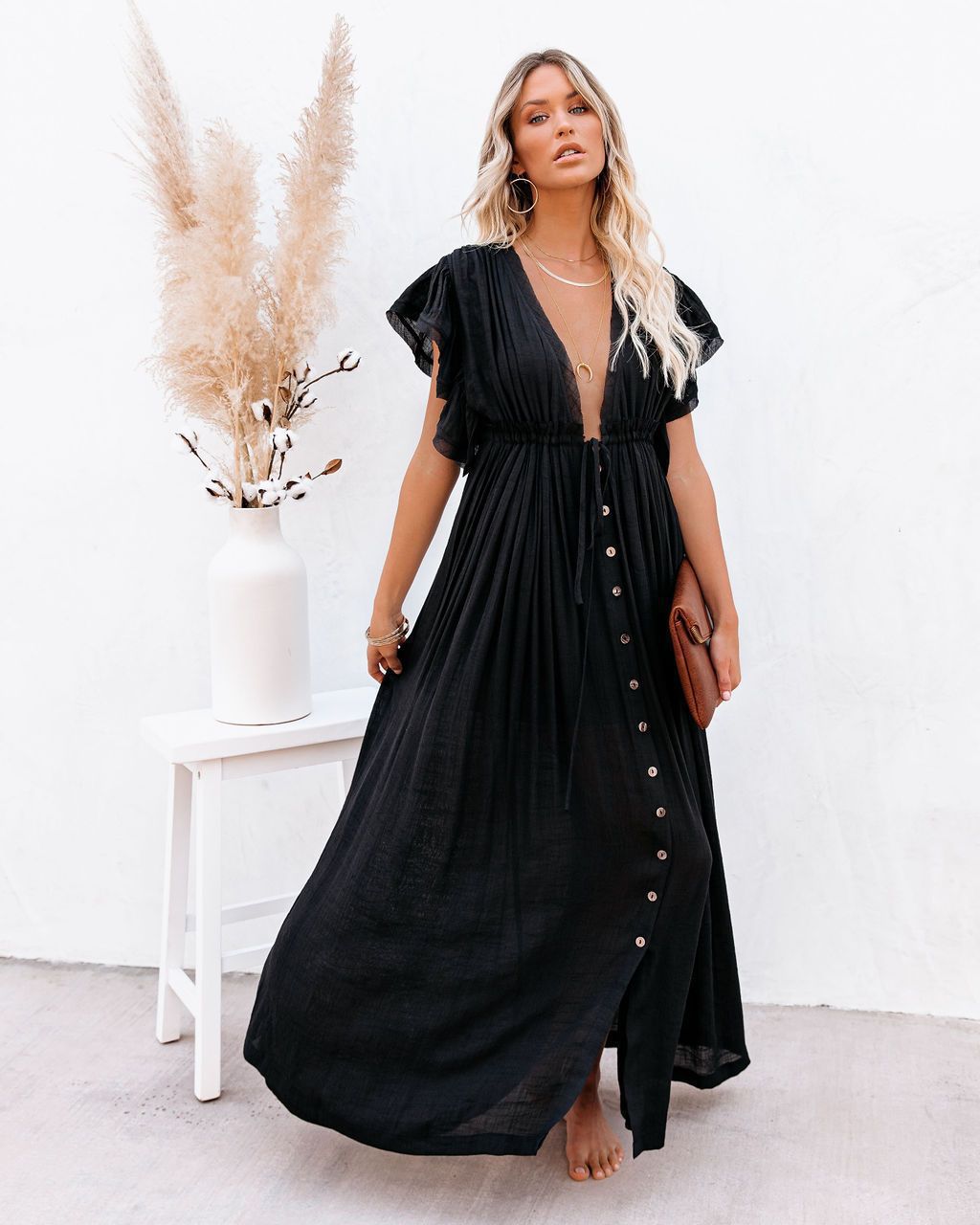 Bethany | Women’s Summer Boho Button Front Maxi Dress