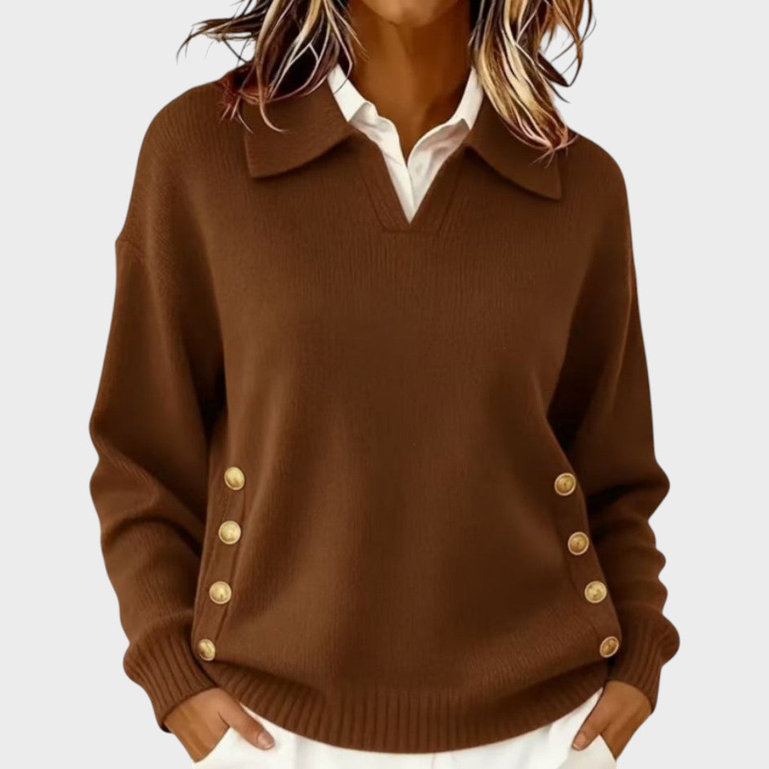 Humaira - V-Neck Sweater With Button