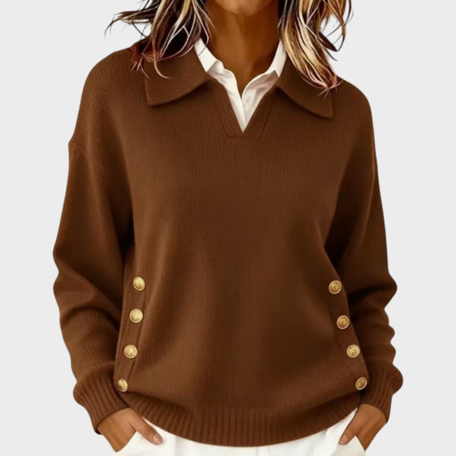 Humaira - V-Neck Sweater With Button