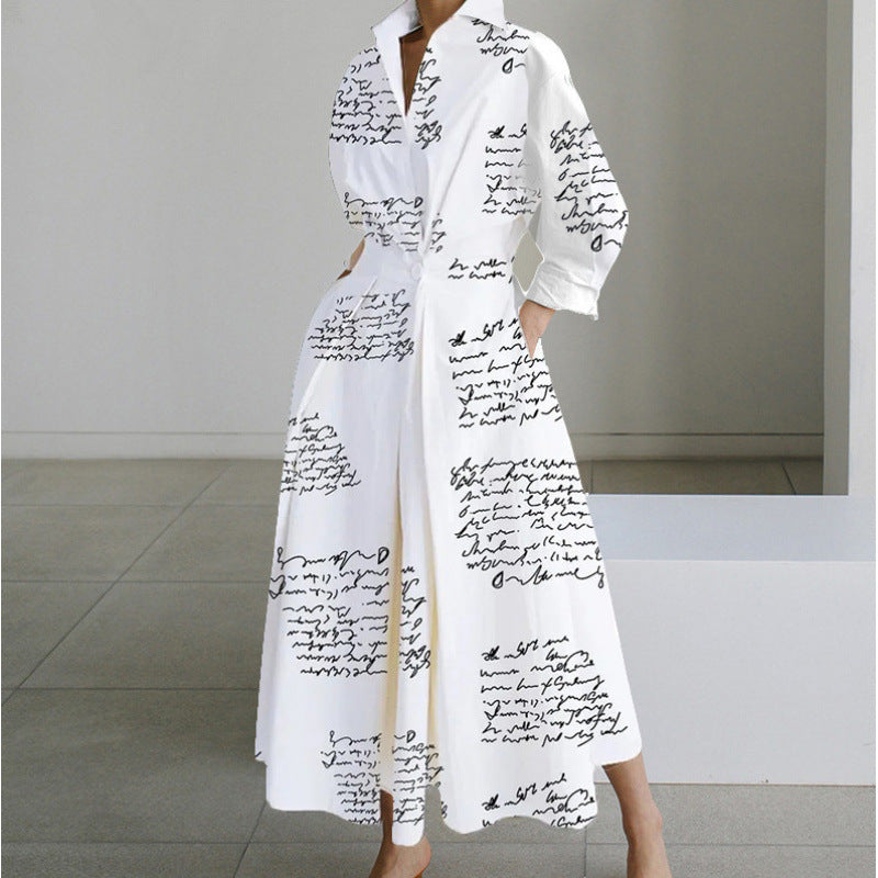 Elegant Long Wrap Dress with Collar - Chic and Timeless
