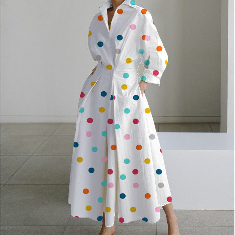 Elegant Long Wrap Dress with Collar - Chic and Timeless