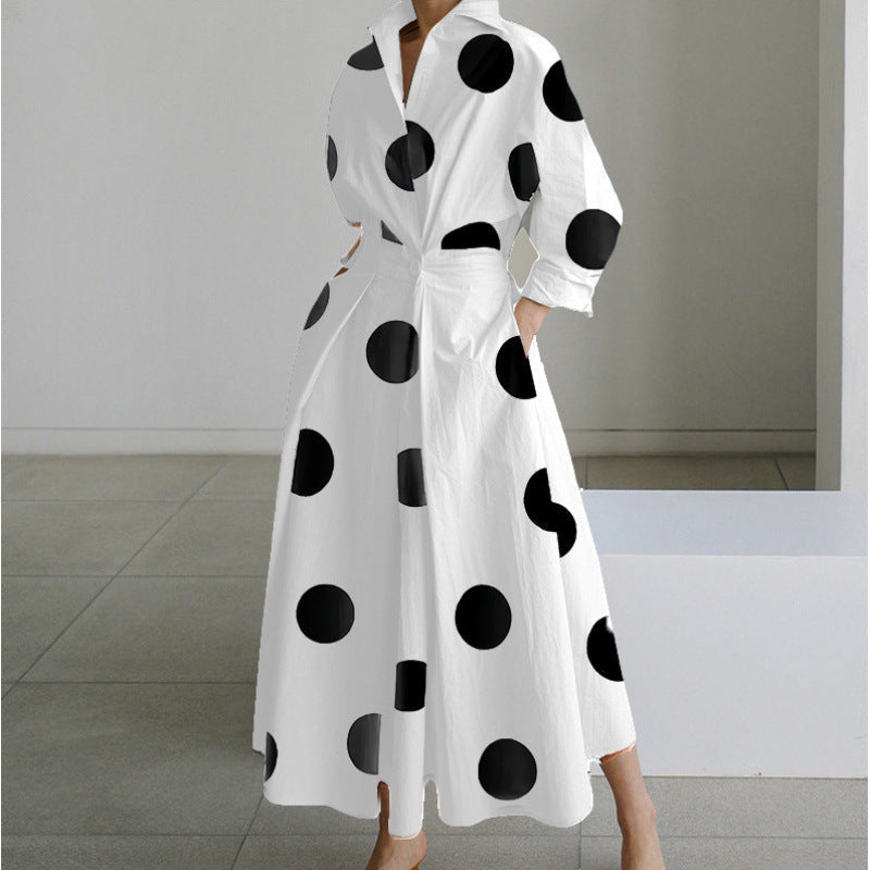 Elegant Long Wrap Dress with Collar - Chic and Timeless