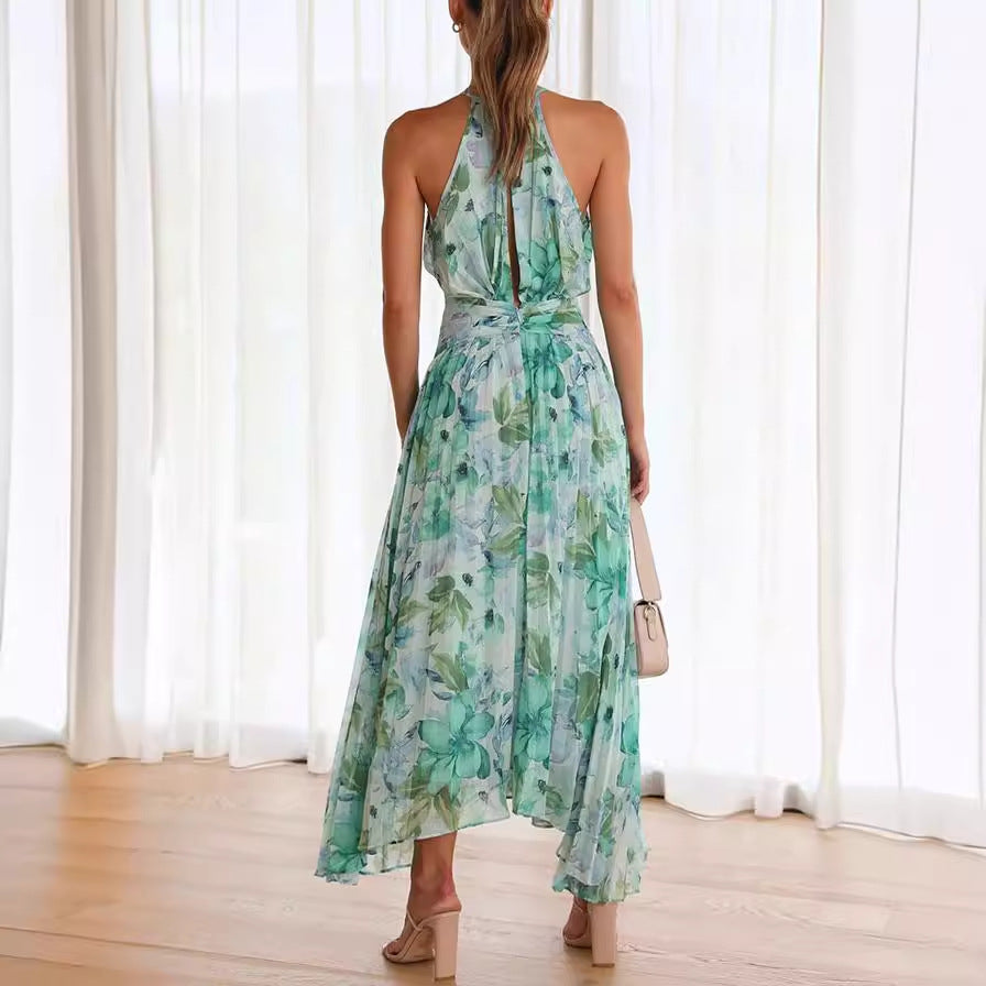 Celestine – Pleated Halter Maxi Dress