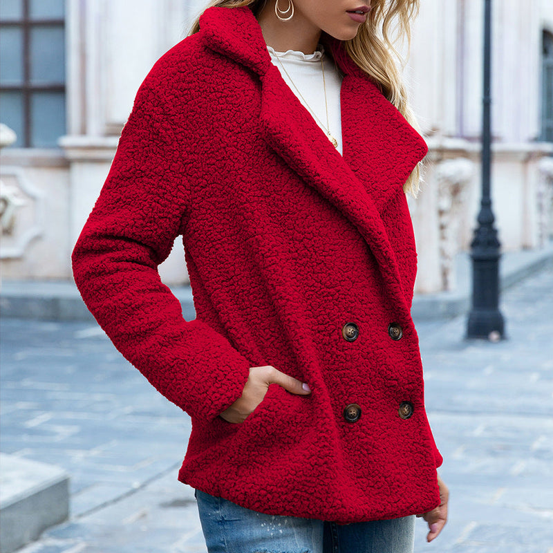SOPHIA – ELEGANT DOUBLE-BREASTED TEDDY COAT