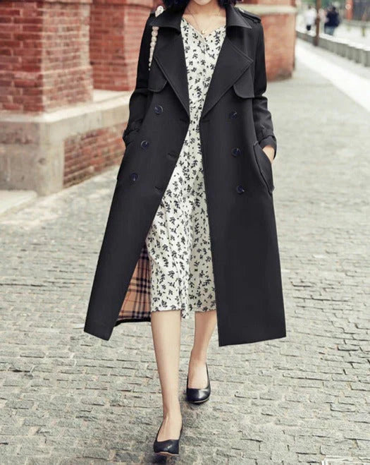 Trench Coat with Double Breasted Button Placket