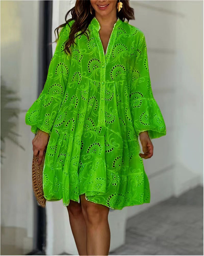 Fawna – Embroidered Tiered Mini Dress
