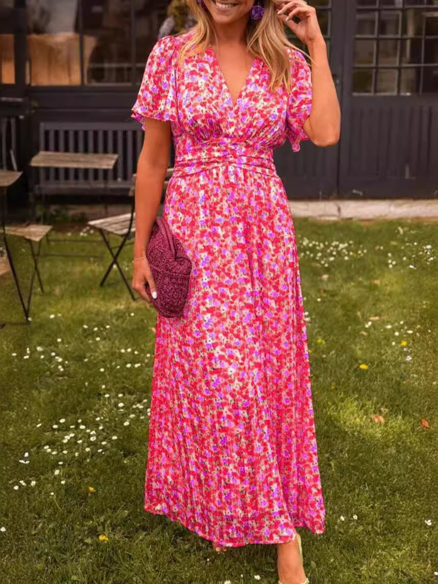 Élina – Long flowy dress with floral patterns