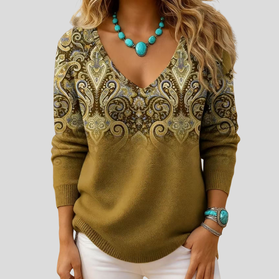Amelia | Elegant Sweater with V-Neck and Long Sleeves