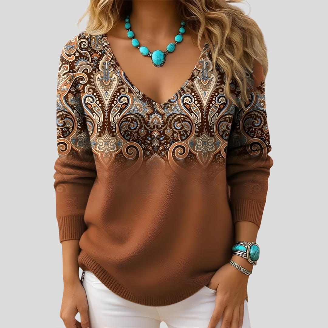 Amelia | Elegant Sweater with V-Neck and Long Sleeves