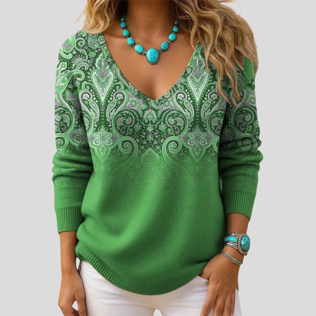 Amelia | Elegant Sweater with V-Neck and Long Sleeves