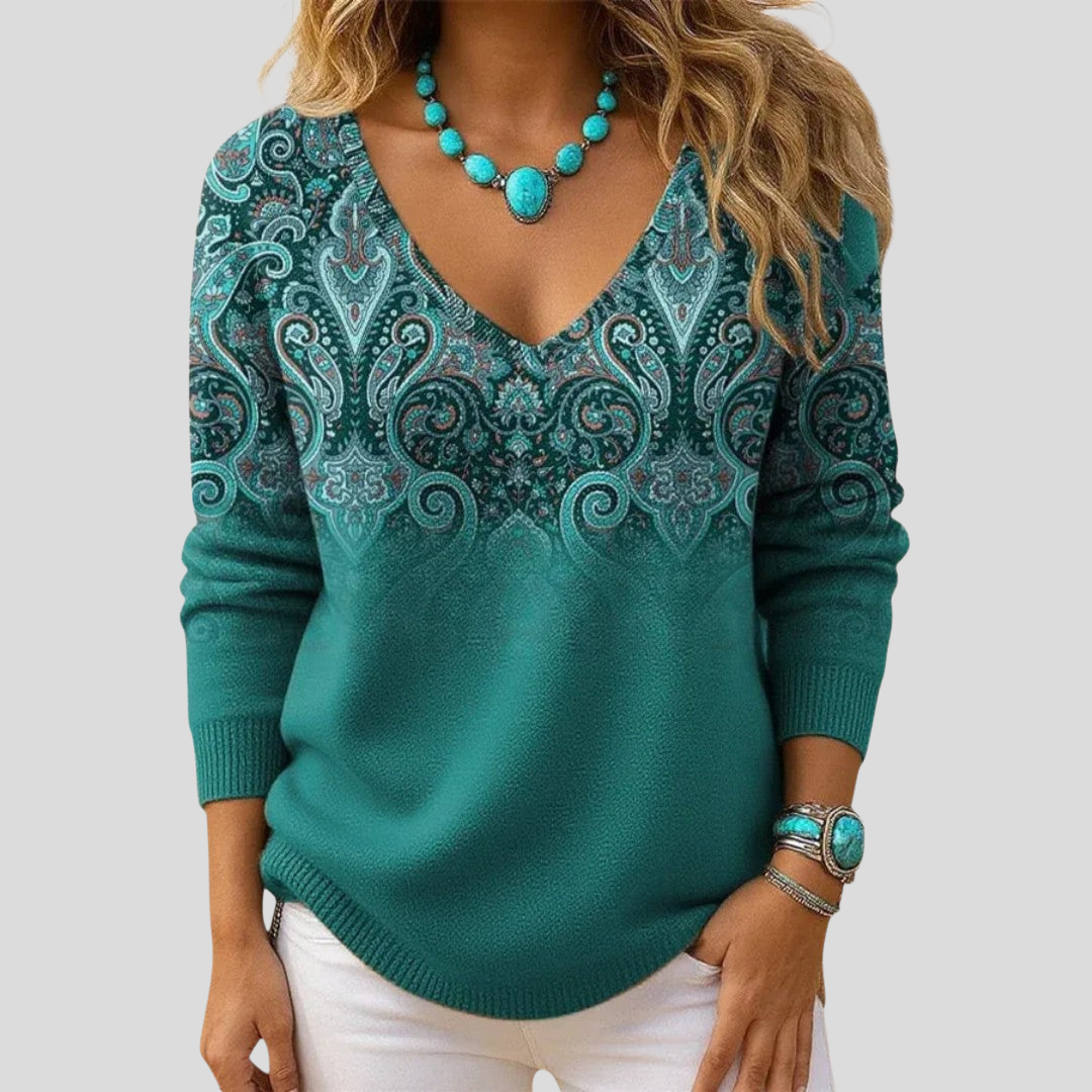 Amelia | Elegant Sweater with V-Neck and Long Sleeves