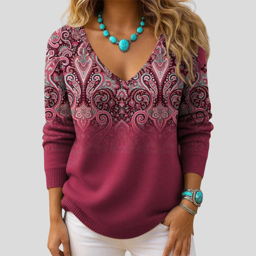 Amelia | Elegant Sweater with V-Neck and Long Sleeves