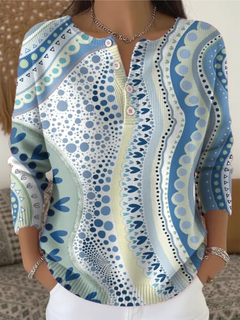 Donika - Paisley Print Sweater With Buttons