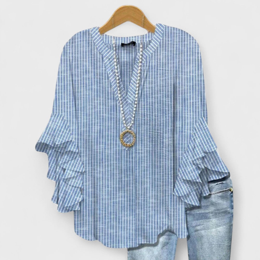 Cordelia™ | Women’s Printed Blouse with Ruffled Sleeves