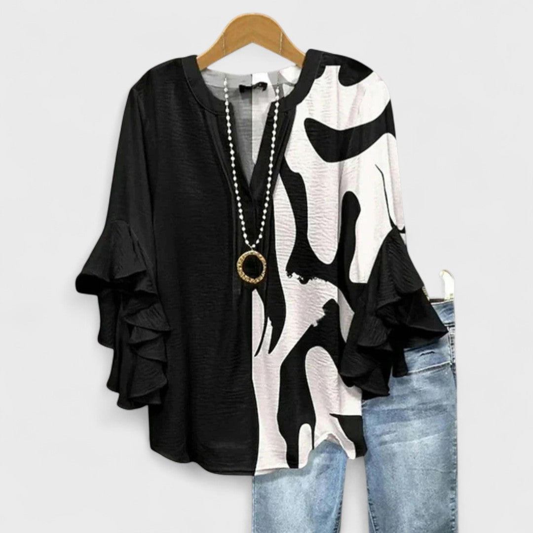 Cordelia™ | Women’s Printed Blouse with Ruffled Sleeves