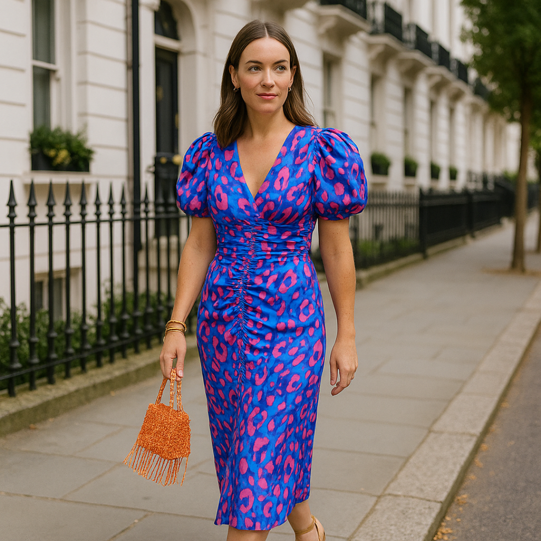 Oranit™ | Colorful Dress with Pleated Sleeves