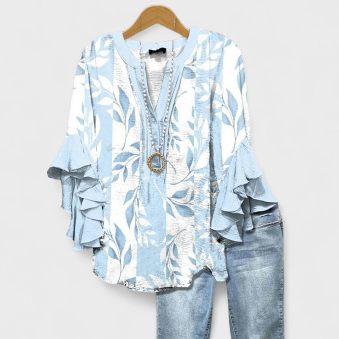 Cordelia™ | Women’s Printed Blouse with Ruffled Sleeves
