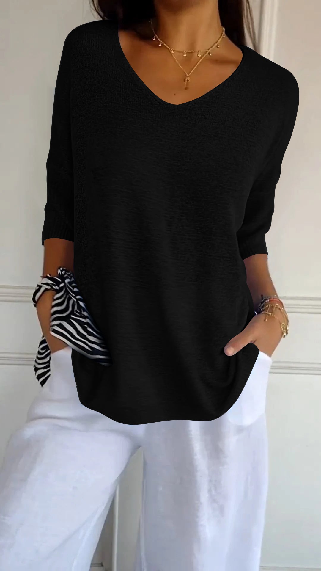 Spring Top with V-Neck