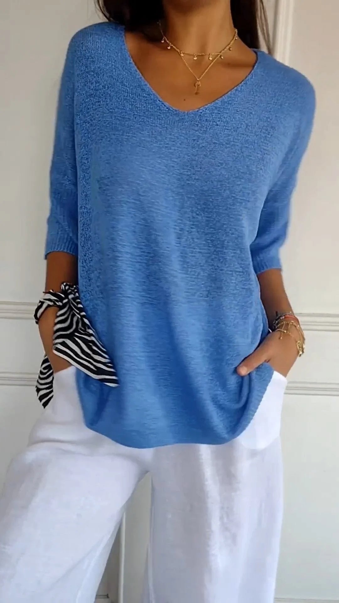 Spring Top with V-Neck