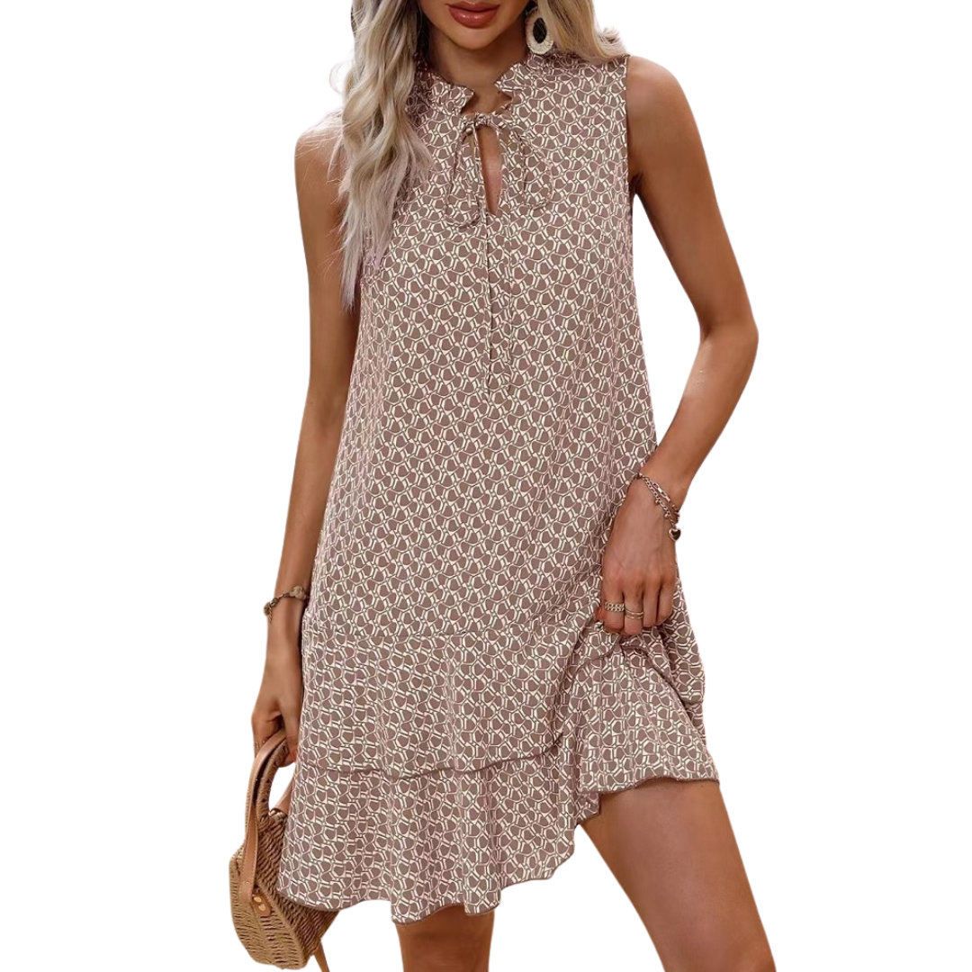 Printed Bohemian Midi Dress with Adjustable Straps