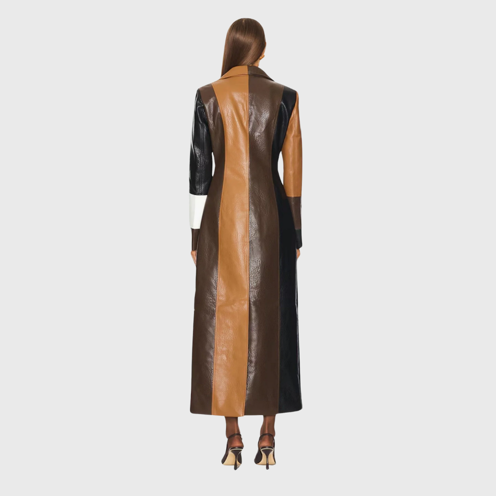 Harley™ | Long Elegant Leather Patchwork Coat