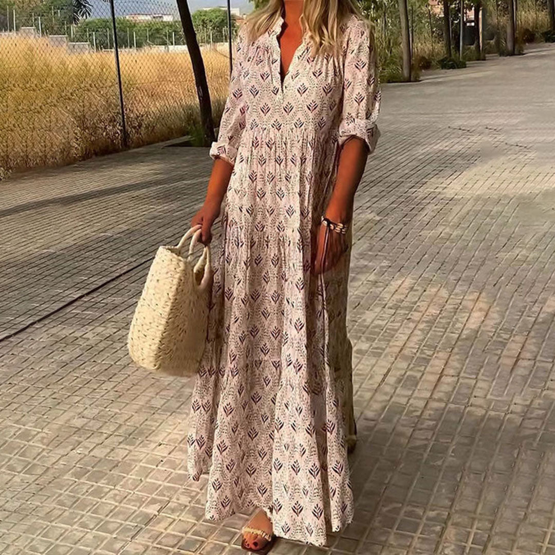 Kadence - Boho Print Long Sleeve Dress