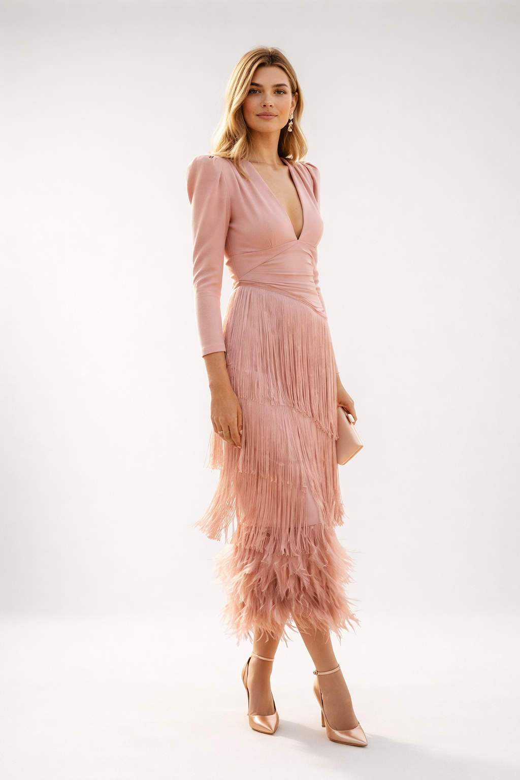 Elegant Fringed Midi Dress — Refined and Dynamic Silhouette