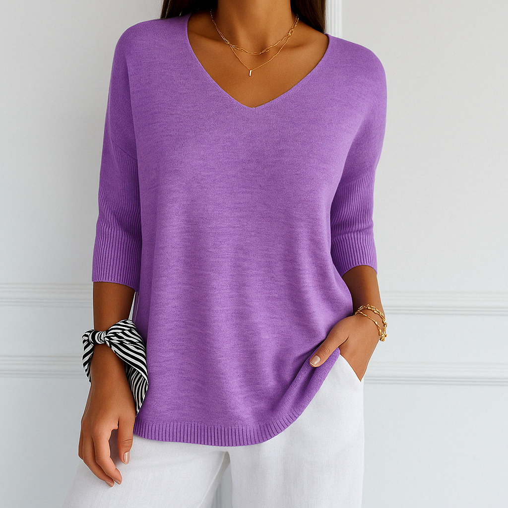 Clara | Women V Neck Short Sleeve Sweater