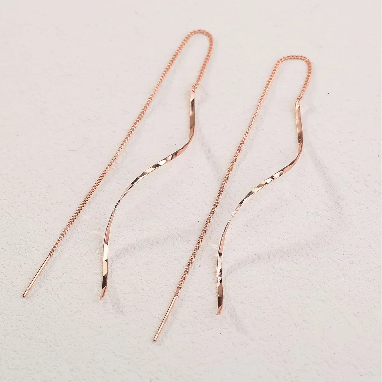 Long Earrings with Wavy Design
