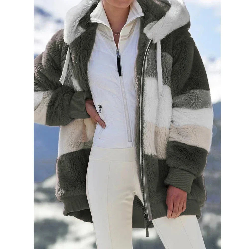 PlaidFusion™ - Women's Hooded Cashmere Coat