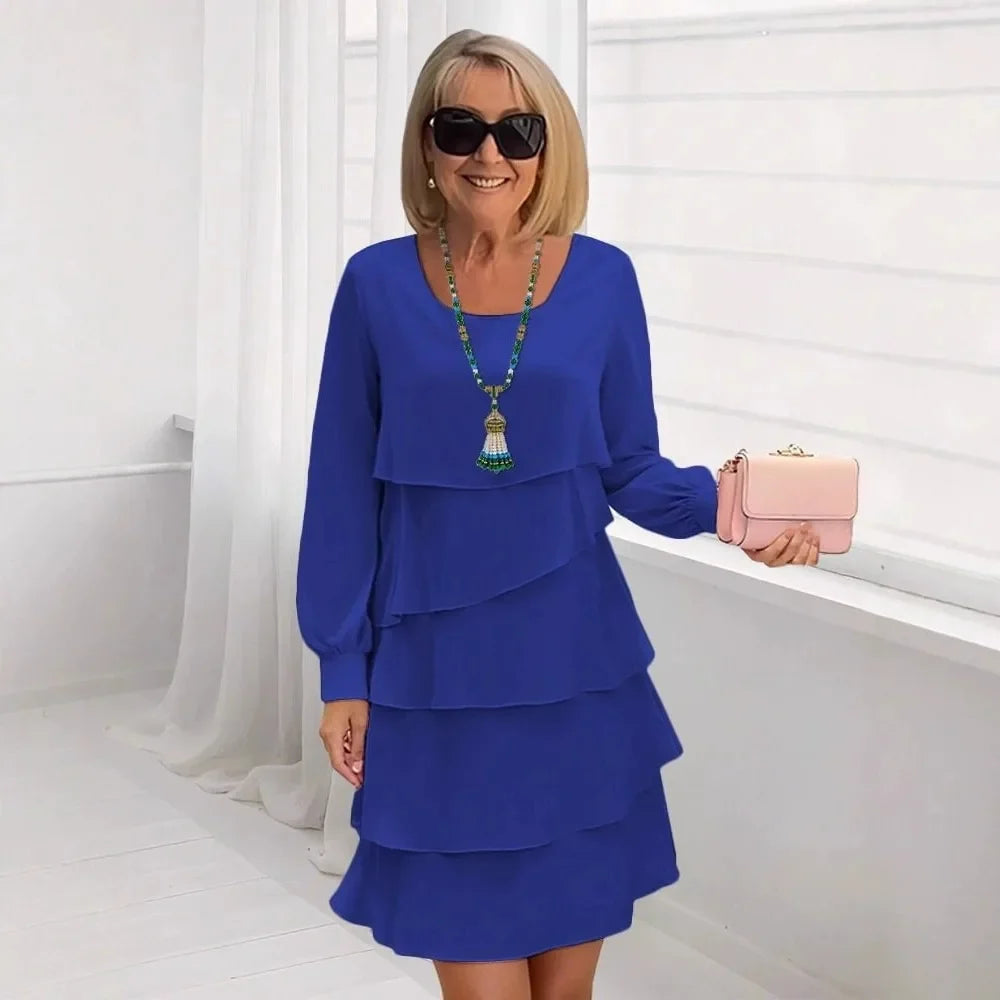 Margaret | Long Sleeve Elegant Comfort Ruffle Dress