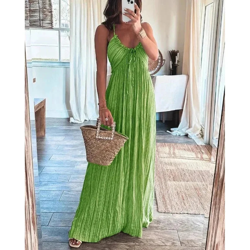 Renly - Sleeveless A-Line Sling Long Dress