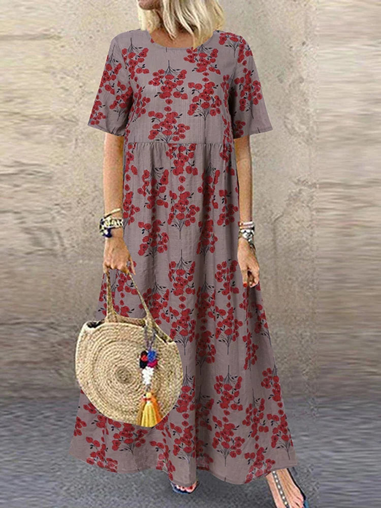 Soraya - Vibrant Floral Print Flowing Maxi Dress