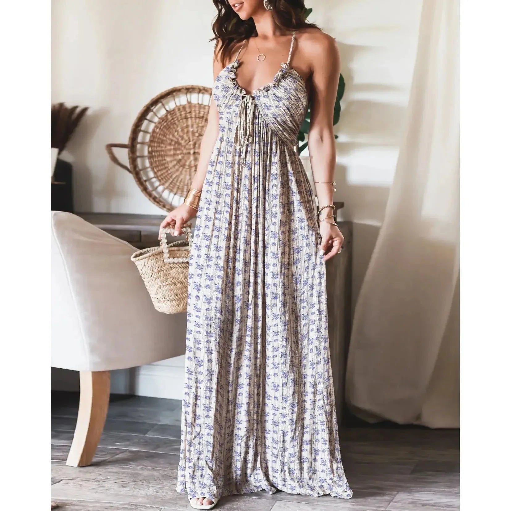 Renly - Sleeveless A-Line Sling Long Dress