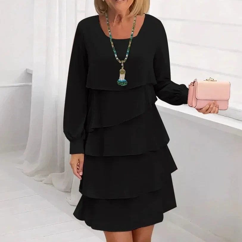 Margaret | Elegant Comfort Ruffle Dress Long Sleeve