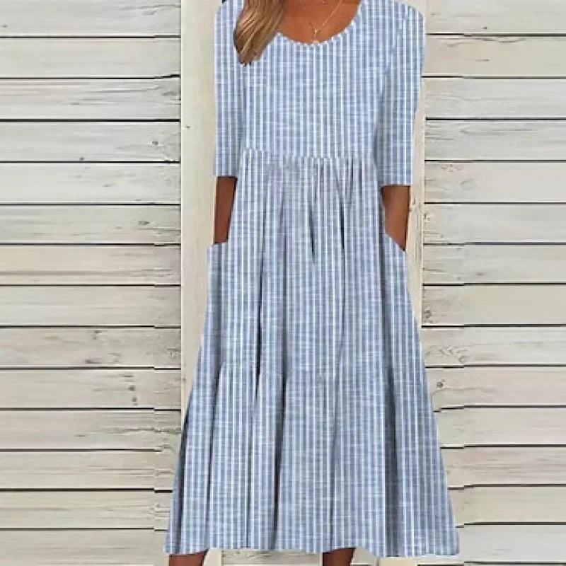 Carla | STRIPED COTTON MIDI DRESS WITH CASUAL ELEGANCE