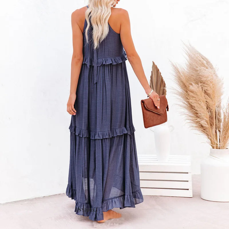 Landry - Chic Ruffle Trim Sleeveless Dress