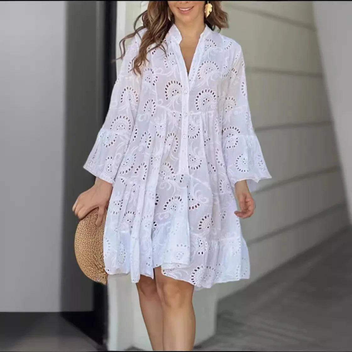 Pink Lace Midi Dress - Timeless Elegance