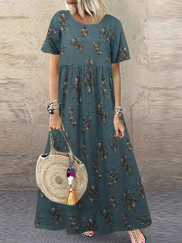 Virelle - Vibrant Floral Print Flowing Maxi Dress