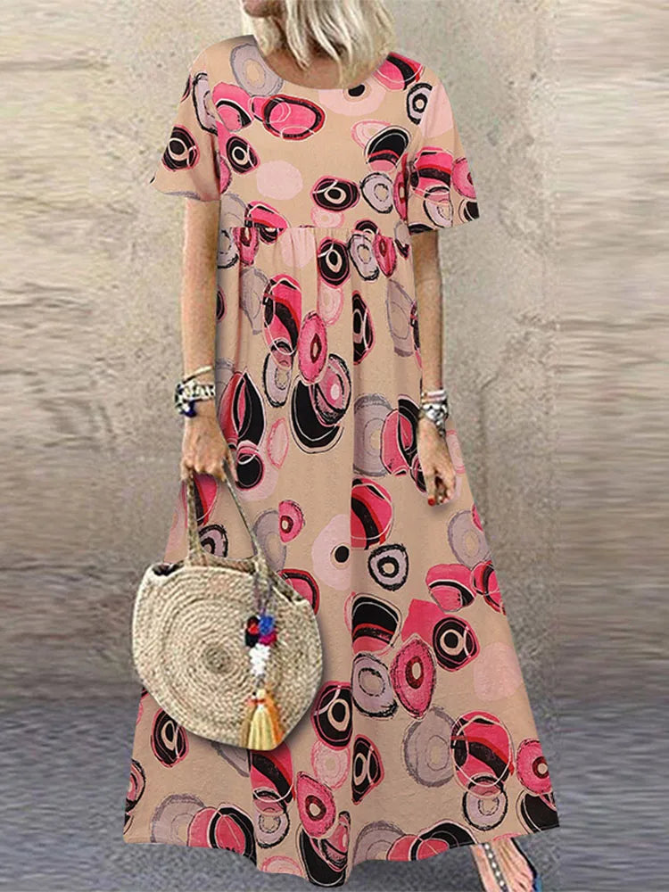 Aveline - Vibrant Floral Print Flowing Maxi Dress
