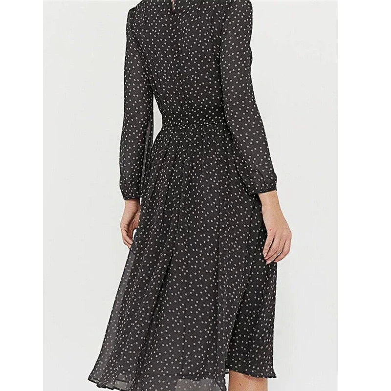 Delfie – Flowy Polka Midi Dress