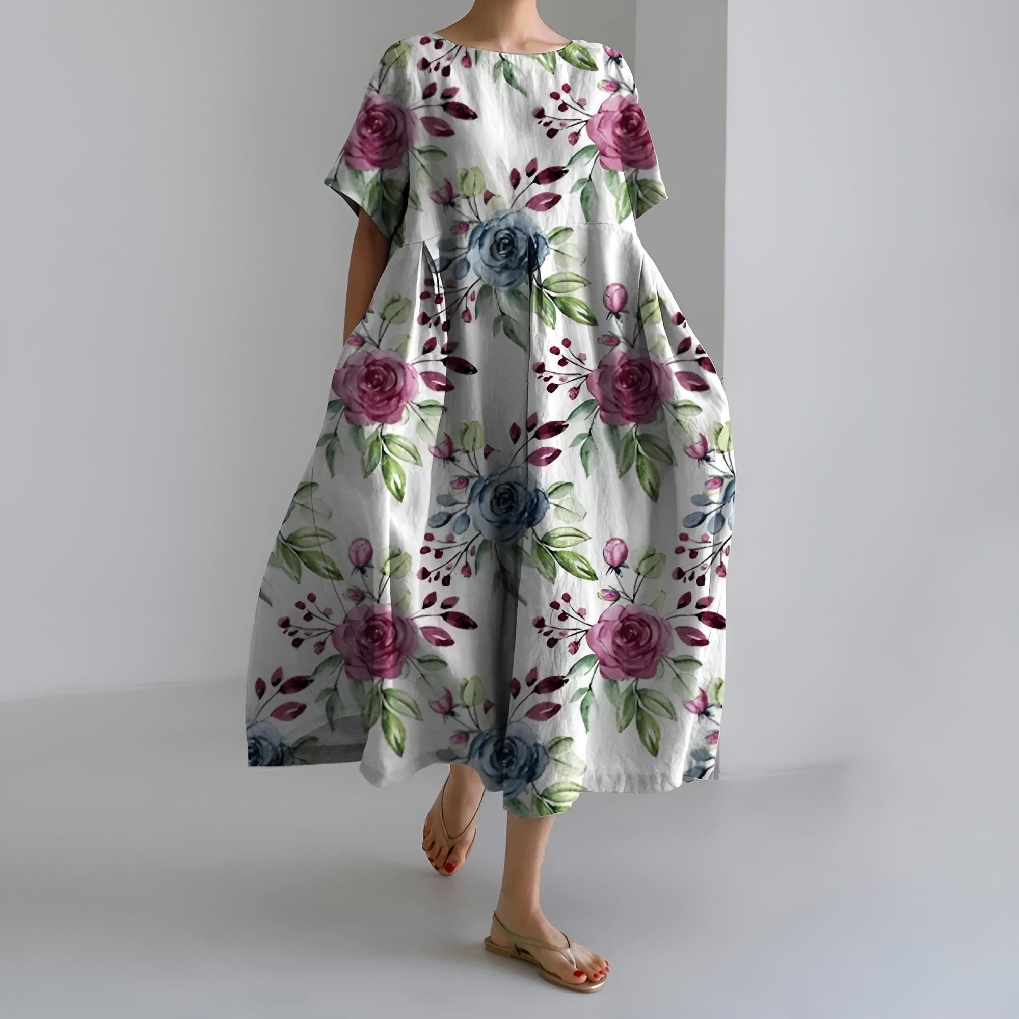 Meeri | Artistic Maxi Dress with Vintage Floral Print and Carefree Elegance